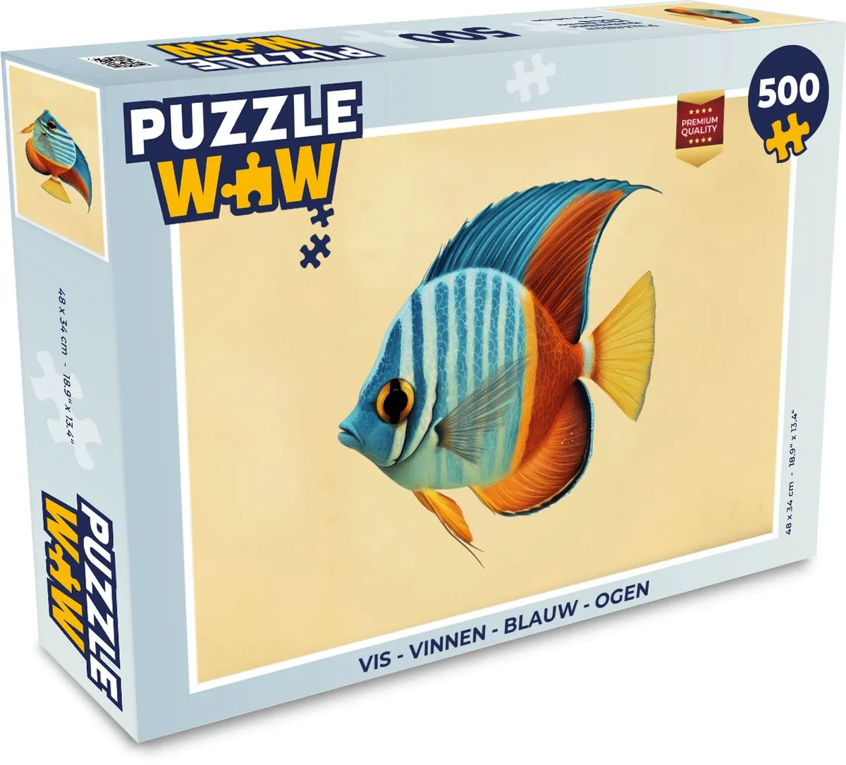 PuzzleWow Vis - Vinnen Legpuzzel 500 Stuks - Blauw