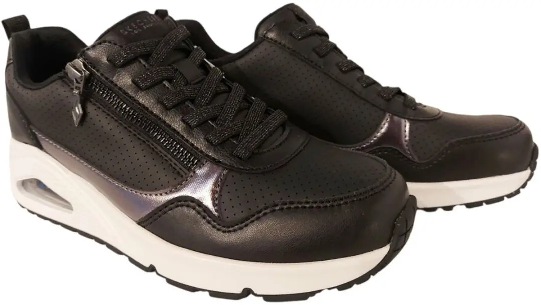 Skechers Uno Metallic Sliders Zwart