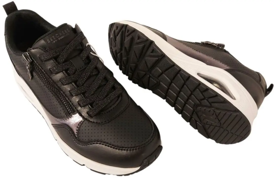 Skechers Uno Metallic Sliders Zwart
