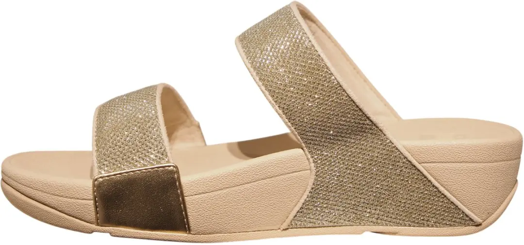 FitFlop Lulu Shimmerglitz Slides - Dames Badslippers 38 - Metallic Beige
