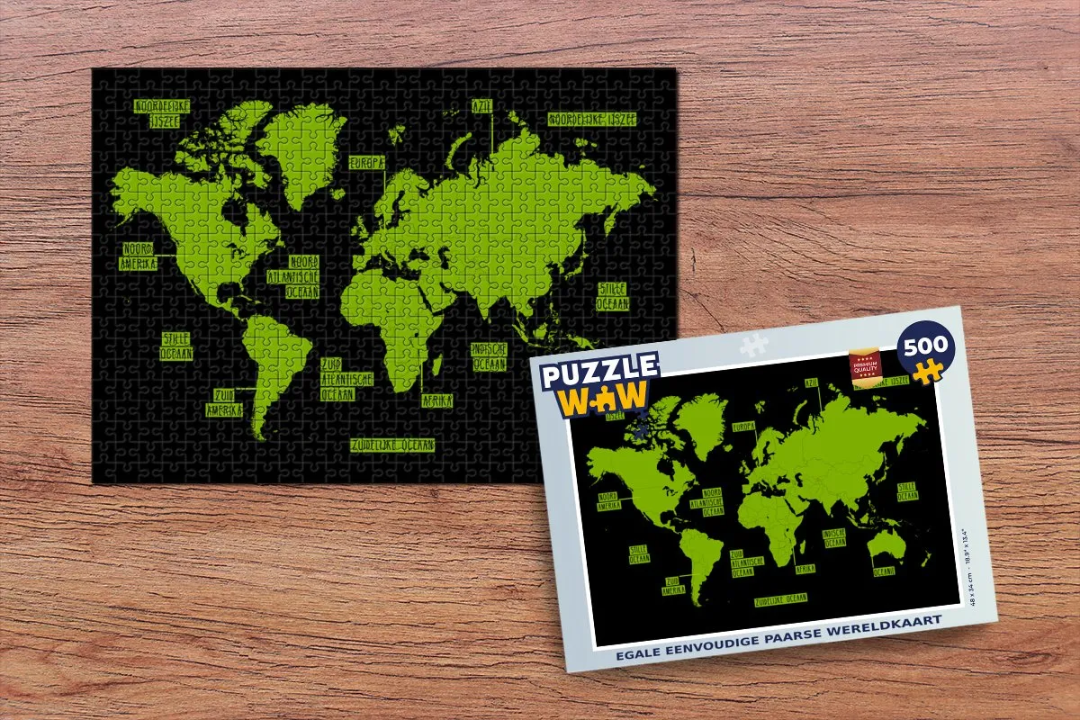 PuzzleWow Wereldkaart Legpuzzel 500 Stuks