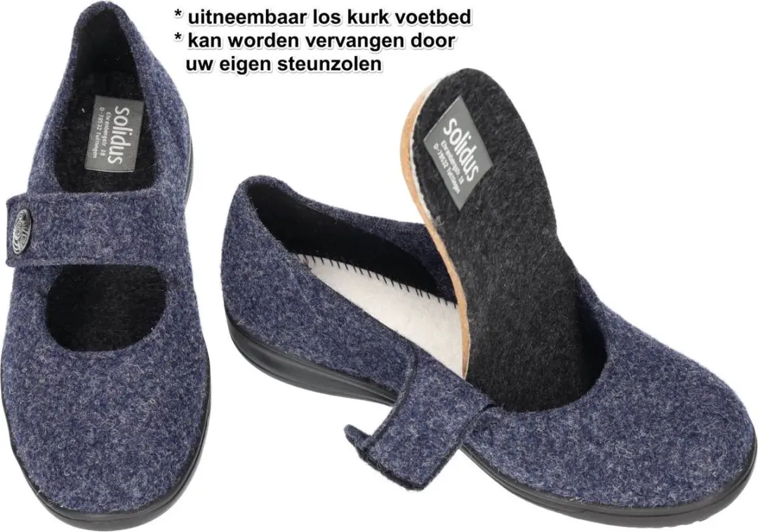Solidus Dames Pantoffels Blauw - Maat 41.5