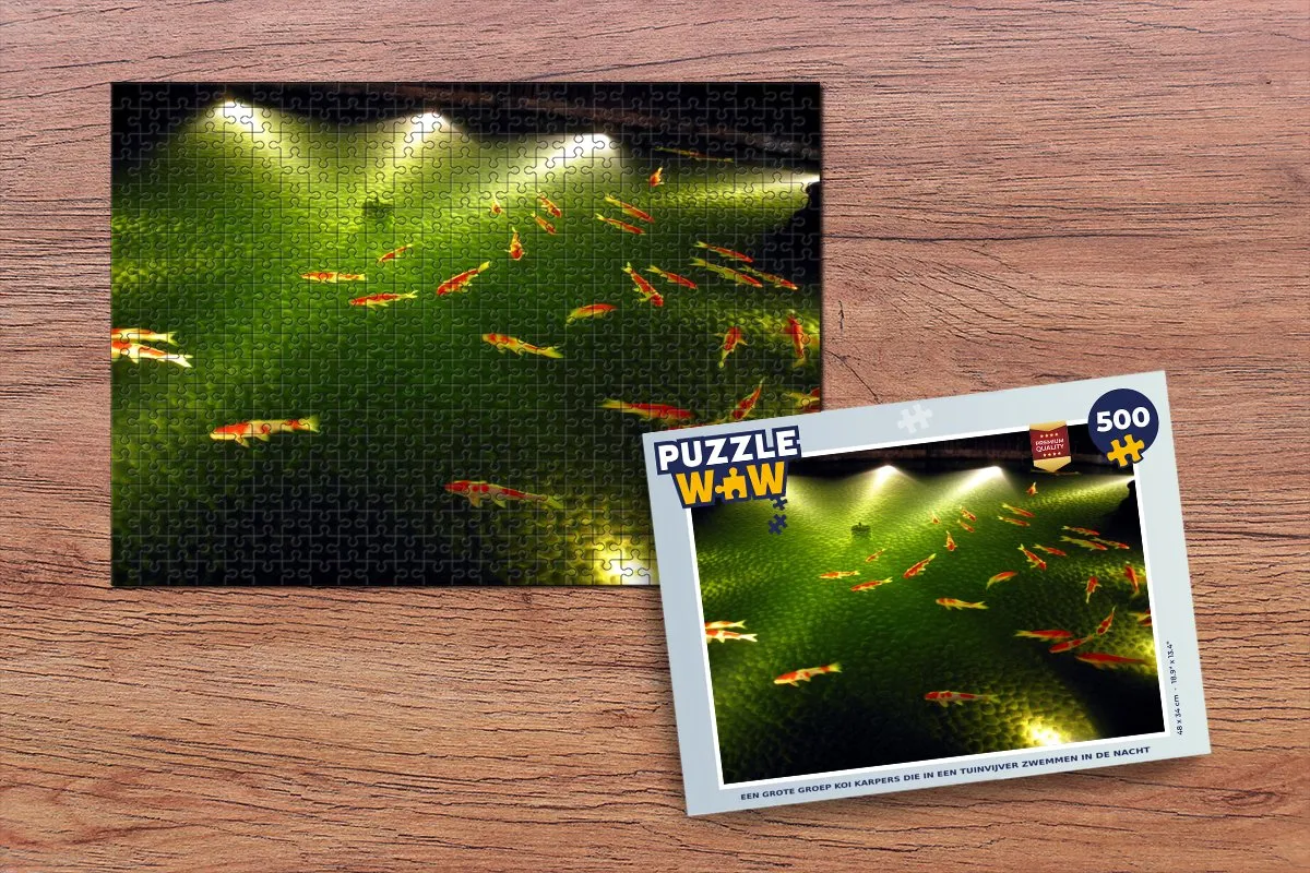 PuzzleWow Legpuzzel Koi Karpers Nachts 500 Stuks - Multicolor