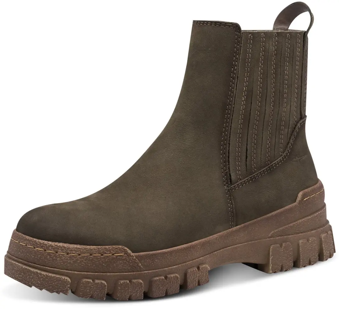 Tamaris dames leren Chelsea-laarsjes 1-25434-47-722 donkergroen