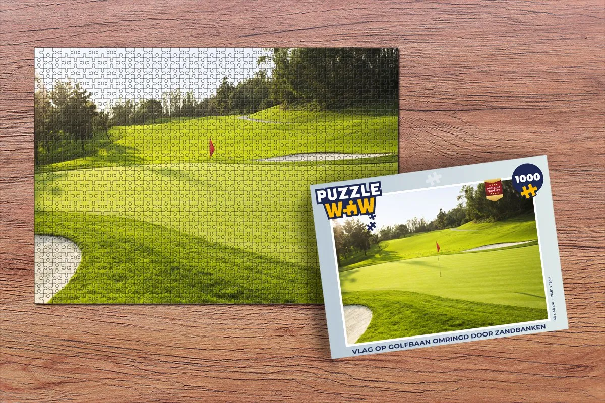 PuzzleWow Legpuzzel 1000 Stuks - Vlag op Golfbaan - Multicolor