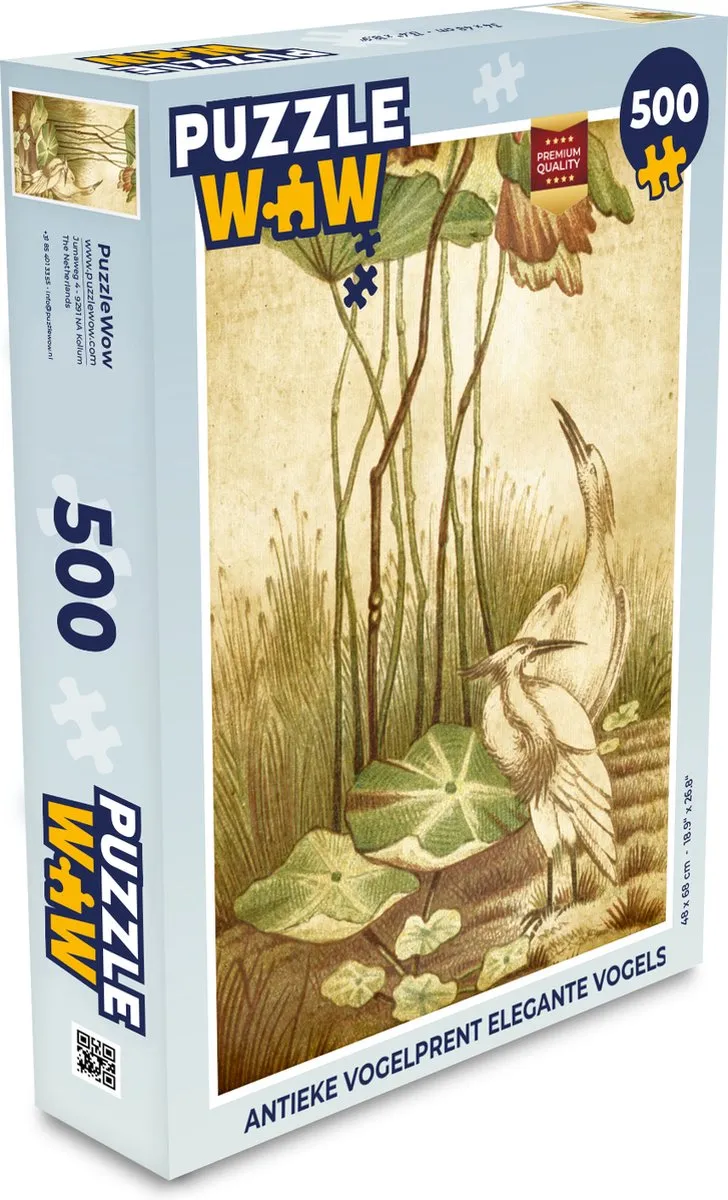 PuzzleWow Antieke Vogelprent Legpuzzel 500 Stuks