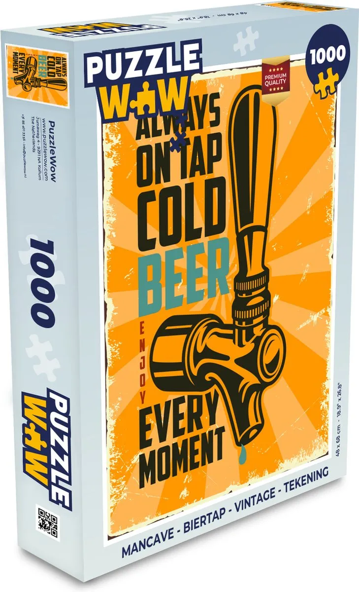 PuzzleWow Mancave Biertap Legpuzzel 1000 Stuks - Multicolor