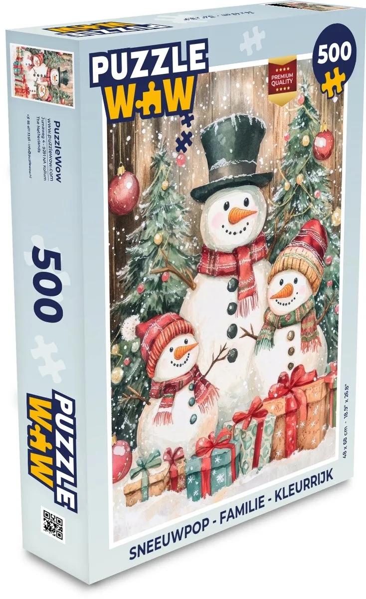 PuzzleWow Sneeuwpop Familie Puzzel - 1000 Stuks - Kleurrijk
