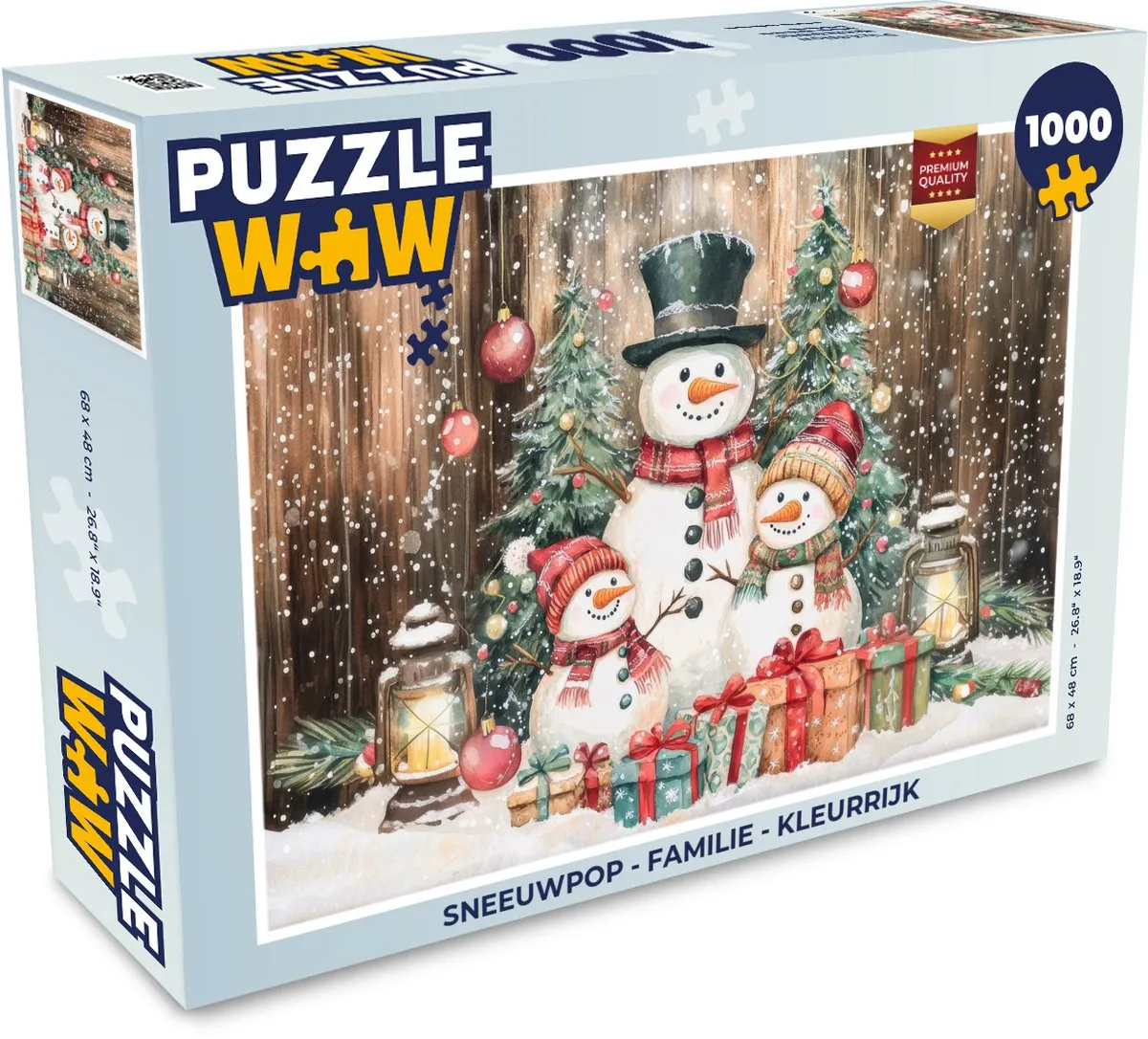 PuzzleWow Sneeuwpop Familie Puzzel - 1000 Stuks - Kleurrijk