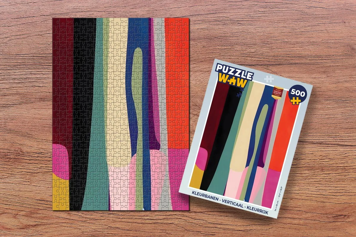 PuzzleWow Kleurbanen Verticaal Legpuzzel 500 Stuks - Kleurrijk