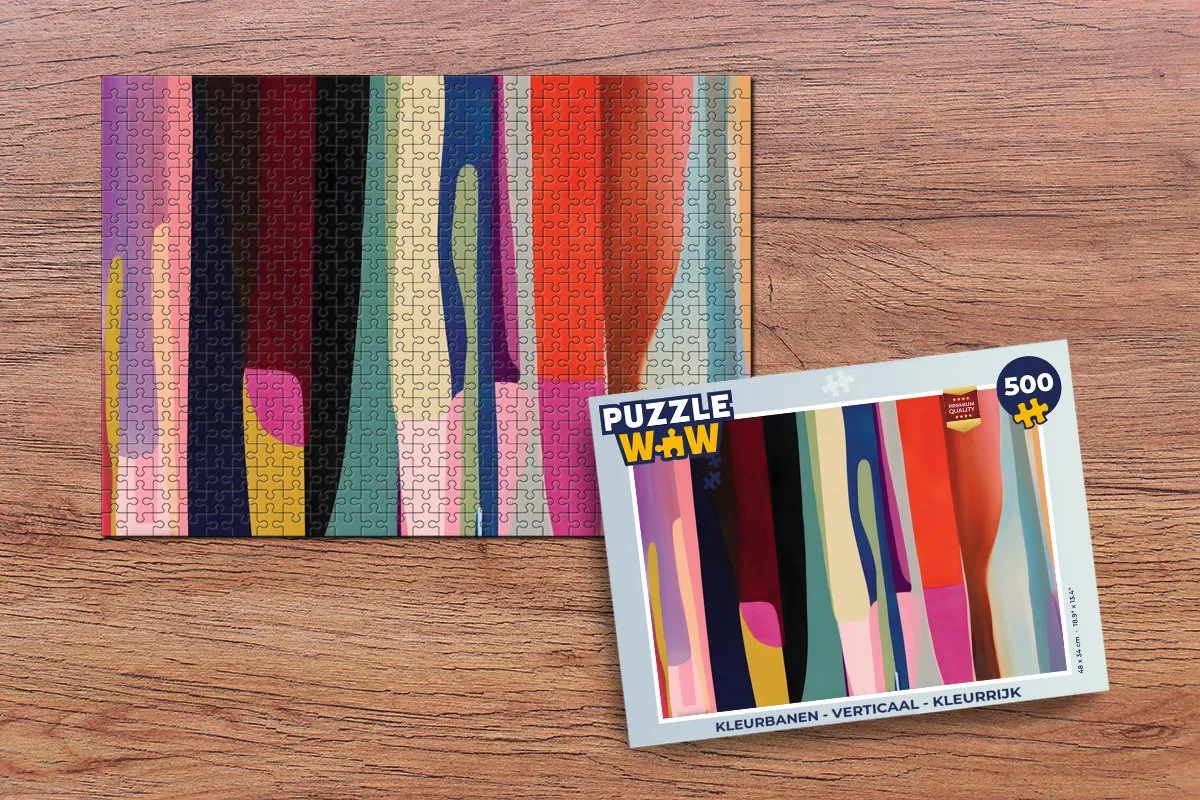 PuzzleWow Kleurbanen Verticaal Legpuzzel 500 Stuks - Kleurrijk