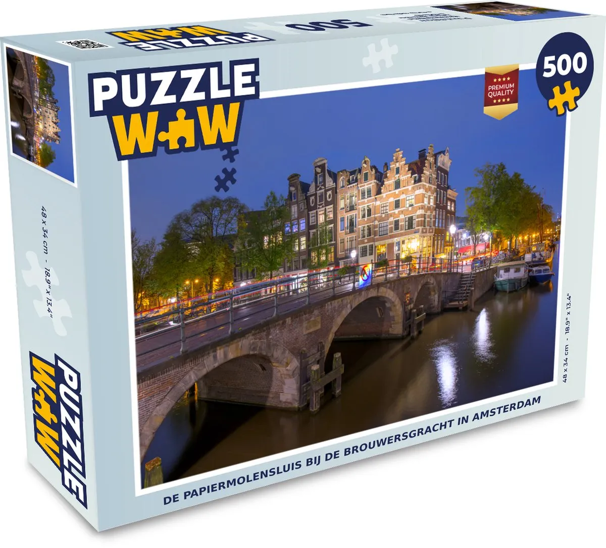 PuzzleWow Legpuzzel De Papiermolensluis Amsterdam 500 Stuks - Multicolor