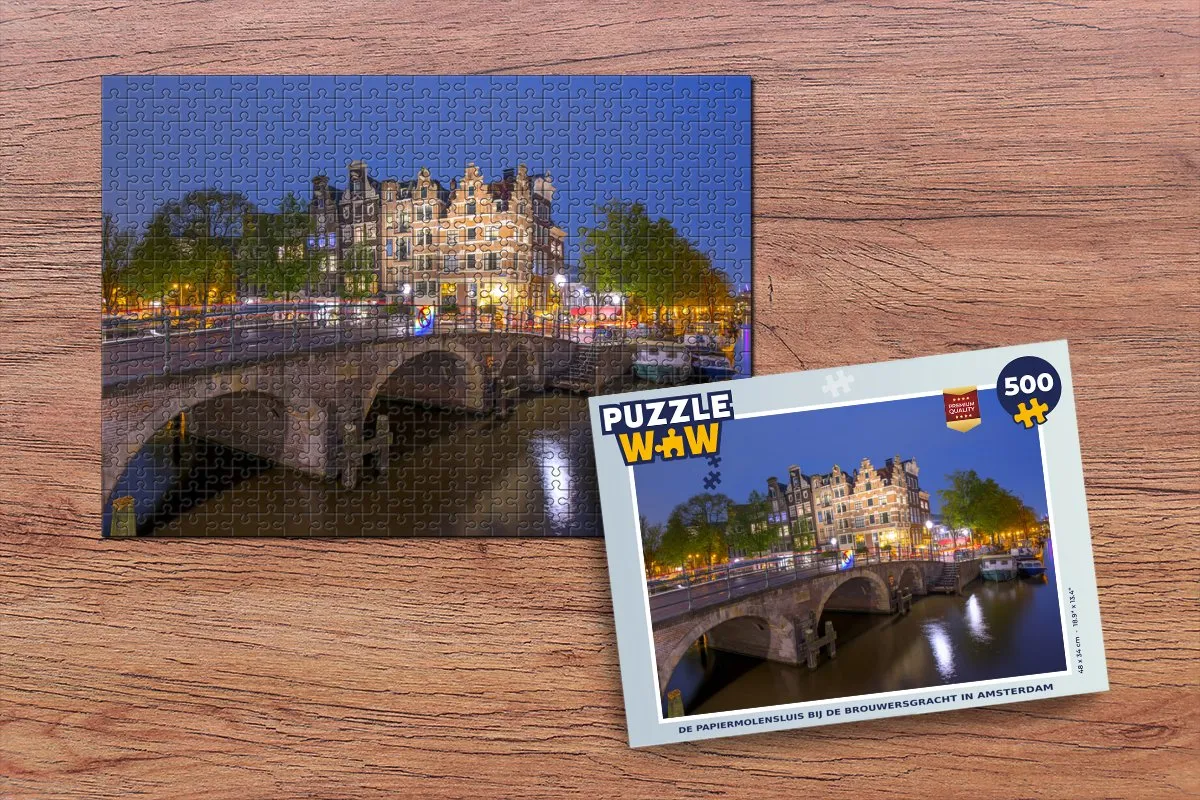 PuzzleWow Legpuzzel De Papiermolensluis Amsterdam 500 Stuks - Multicolor