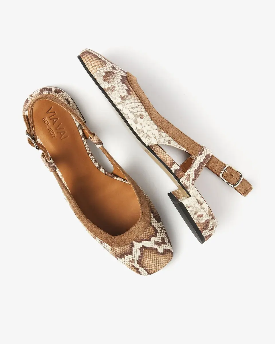 VIA VAI Julie Xena Slingbacks Dames - Cognac - Leer/Suède - Maat 41