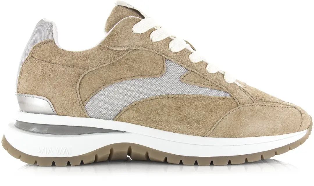 VIA VAI Usher Riggs Sneakers Dames - Leer/Suède Beige - afbeelding 2 van 6