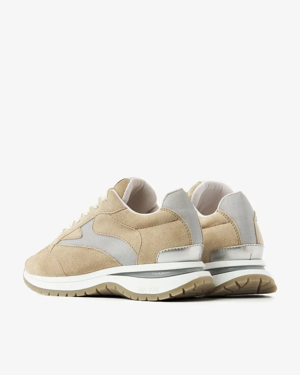 VIA VAI Usher Riggs Sneakers Dames - Leer/Suède Beige - afbeelding 5 van 6