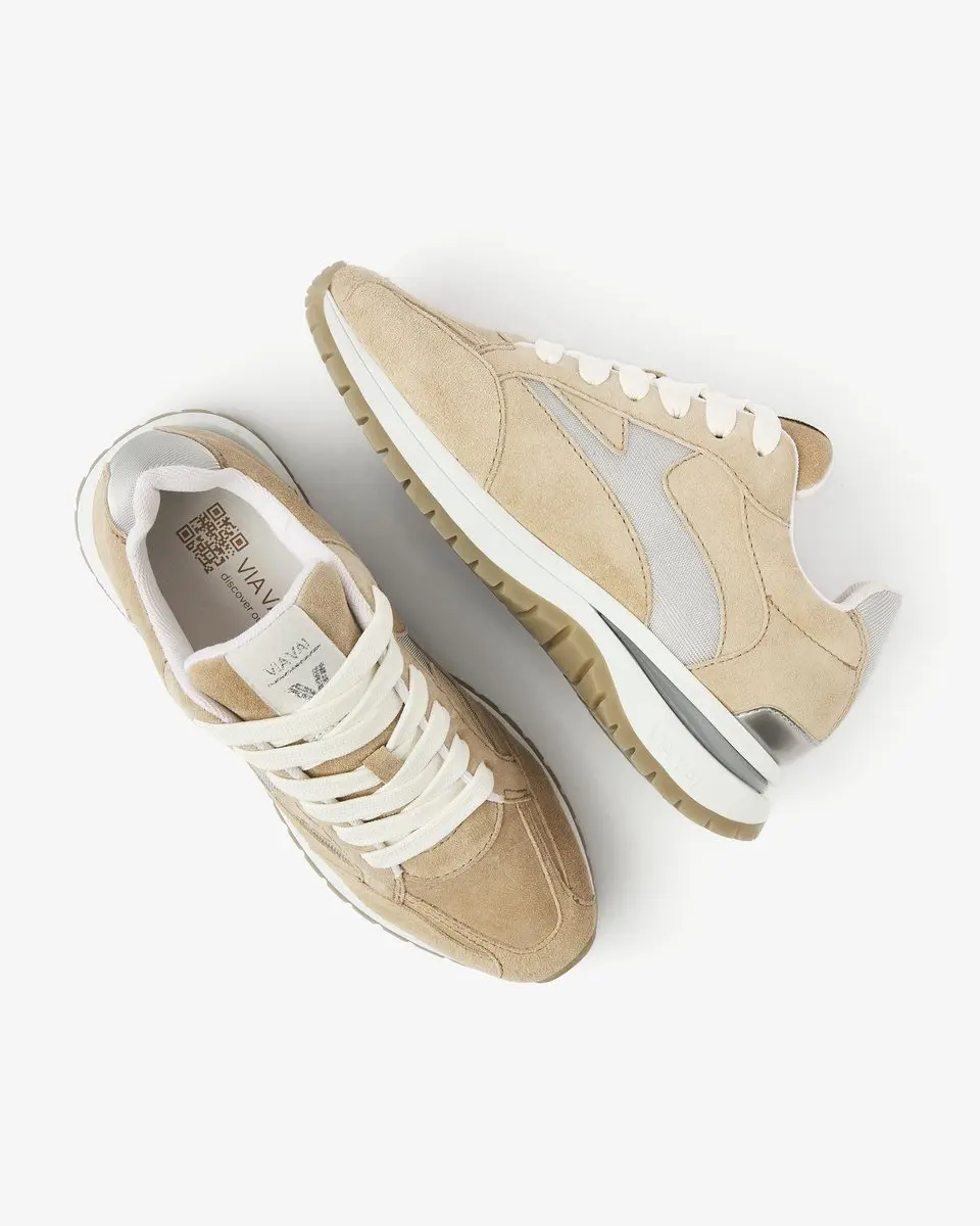 VIA VAI Usher Riggs Sneakers Dames - Leer/Suède Beige - afbeelding 4 van 6