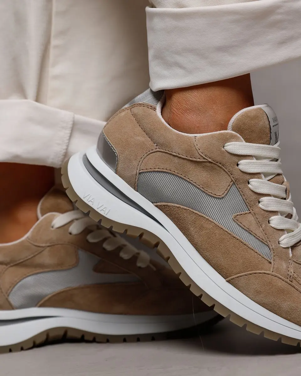 VIA VAI Usher Riggs Sneakers Dames - Leer/Suède Beige - afbeelding 6 van 6