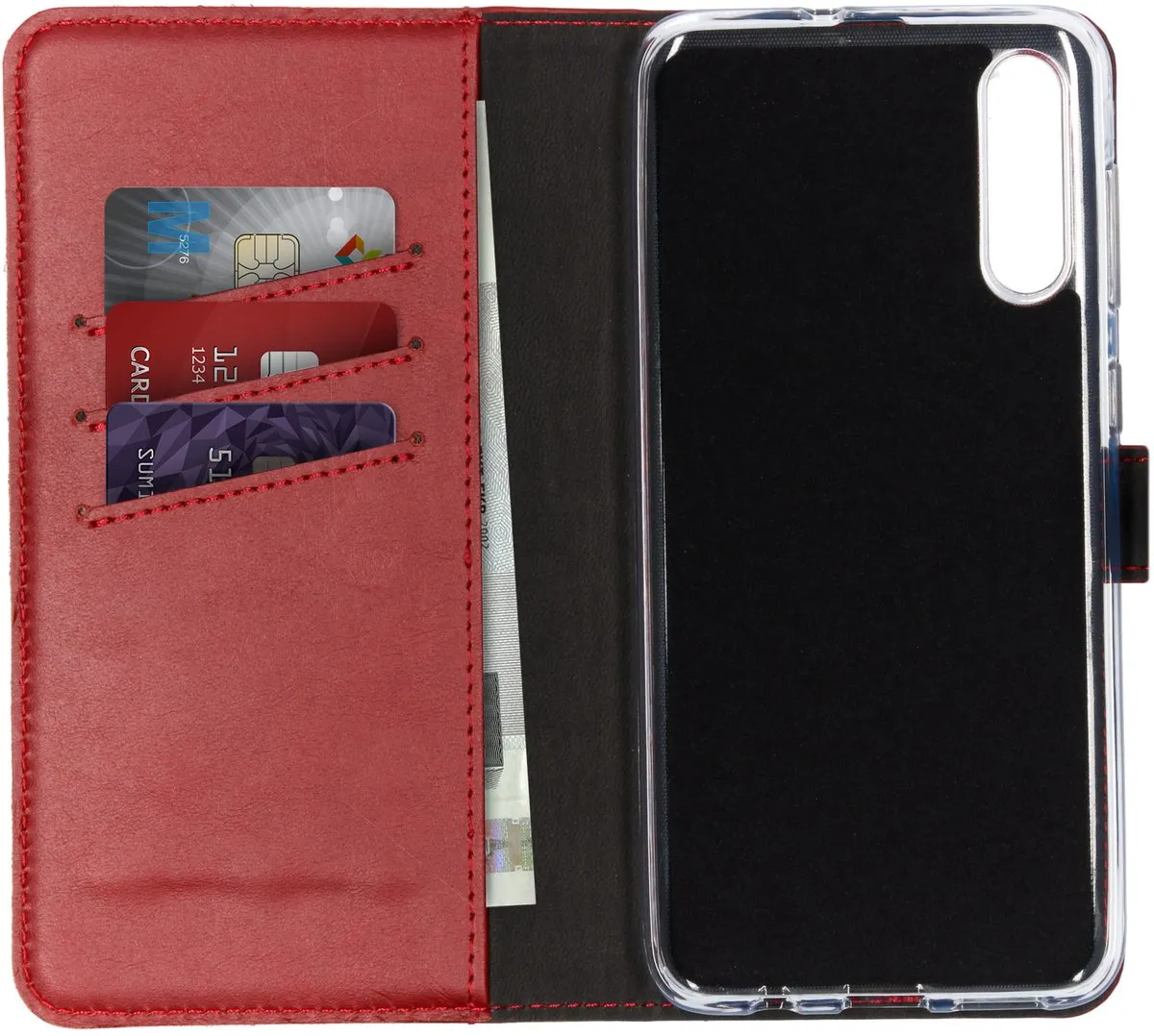 Selencia Hoesje Samsung Galaxy A30s/A50 - Echt Lederen Bookcase Rood