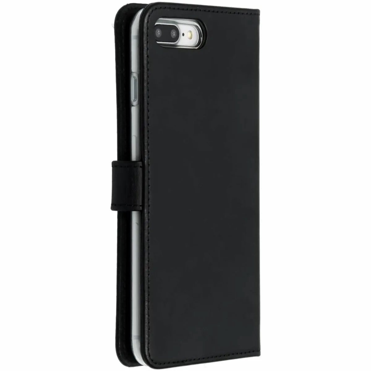 Selencia Hoesje iPhone 8/7 Plus - Echt Lederen Bookcase - 3 Pasjes - Zwart