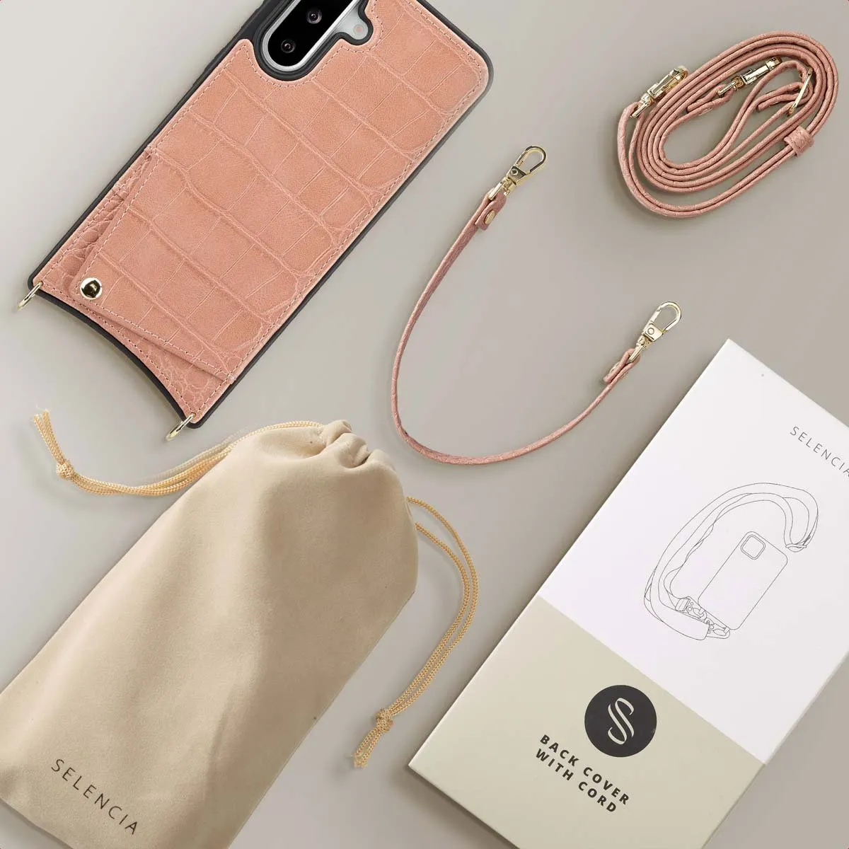 Selencia Croco Backcover Hoesje Samsung Galaxy A36/A56 - Old Pink - 2 Pasjes - afbeelding 6 van 6