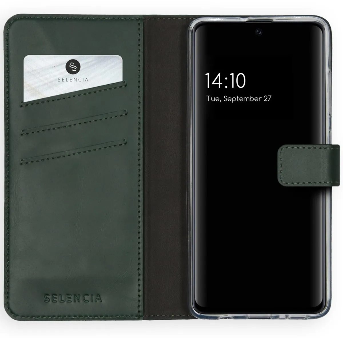 Selencia Hoesje Samsung Galaxy A51 Groen - Lederen Bookcase 3 Pasjes
