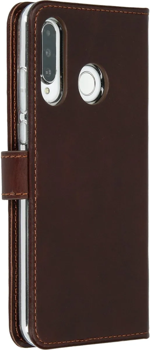 Selencia Hoesje Huawei P30 Lite - Echt Lederen Bookcase 3 Pasjes - Bruin