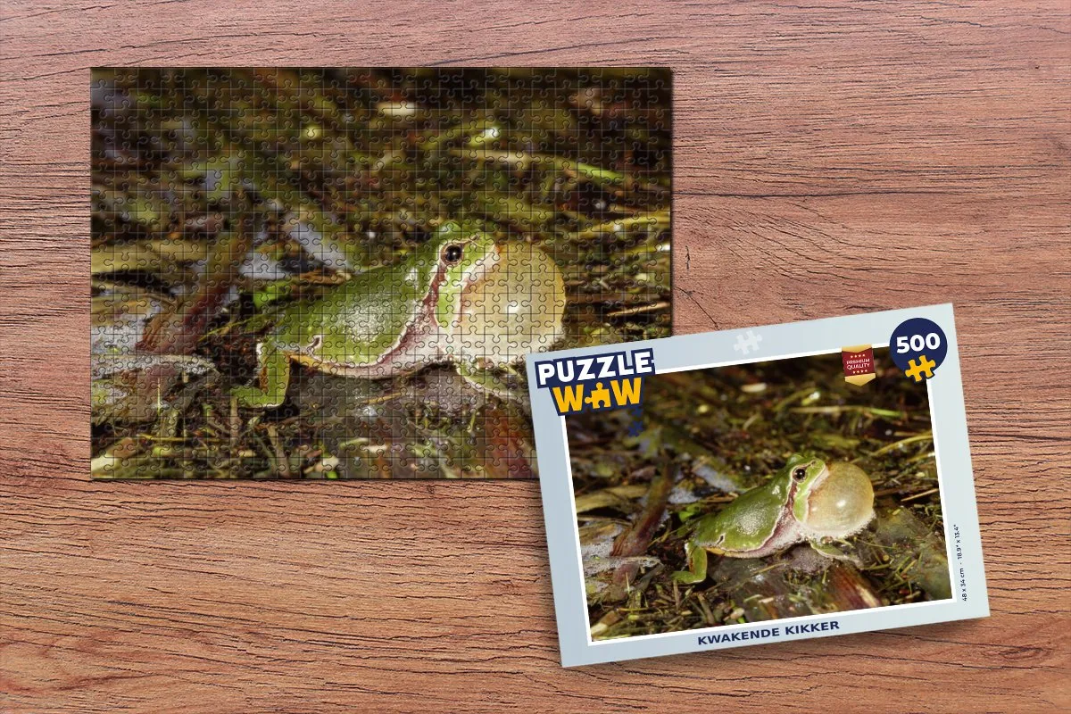 PuzzleWow Kwakende Kikker Legpuzzel 500 Stuks - Multicolor
