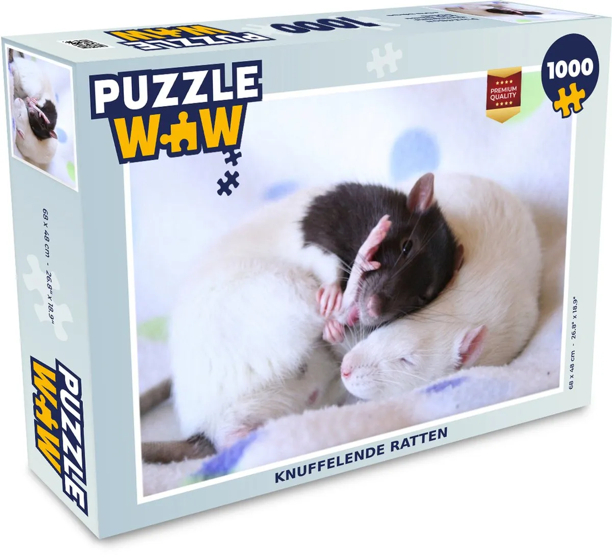 PuzzleWow Legpuzzel Knuffelende Ratten 1000 Stuks