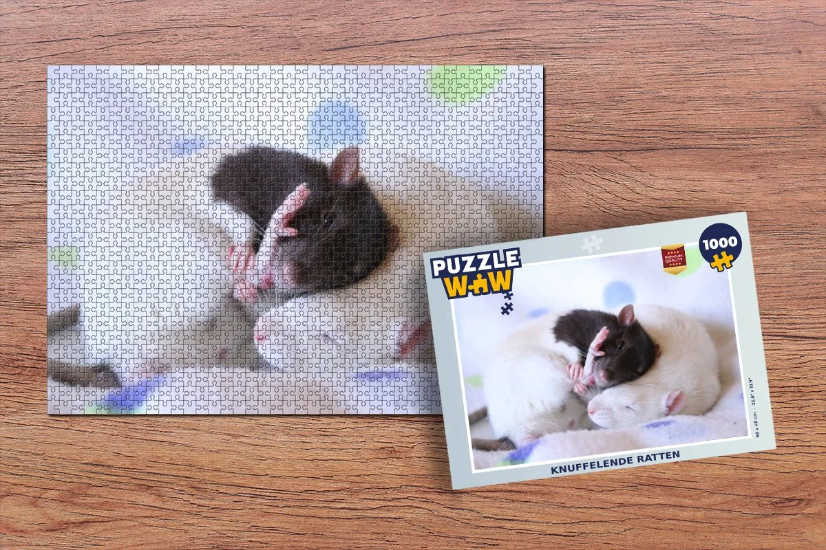 PuzzleWow Legpuzzel Knuffelende Ratten 1000 Stuks - Multicolor