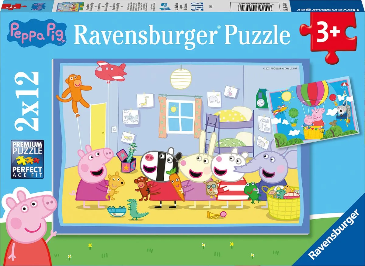 Ravensburger Peppa Pig Twee Puzzels 12 Stuks