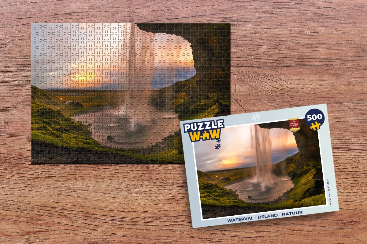 PuzzleWow Waterval IJsland Legpuzzel 500 Stuks - Multicolor