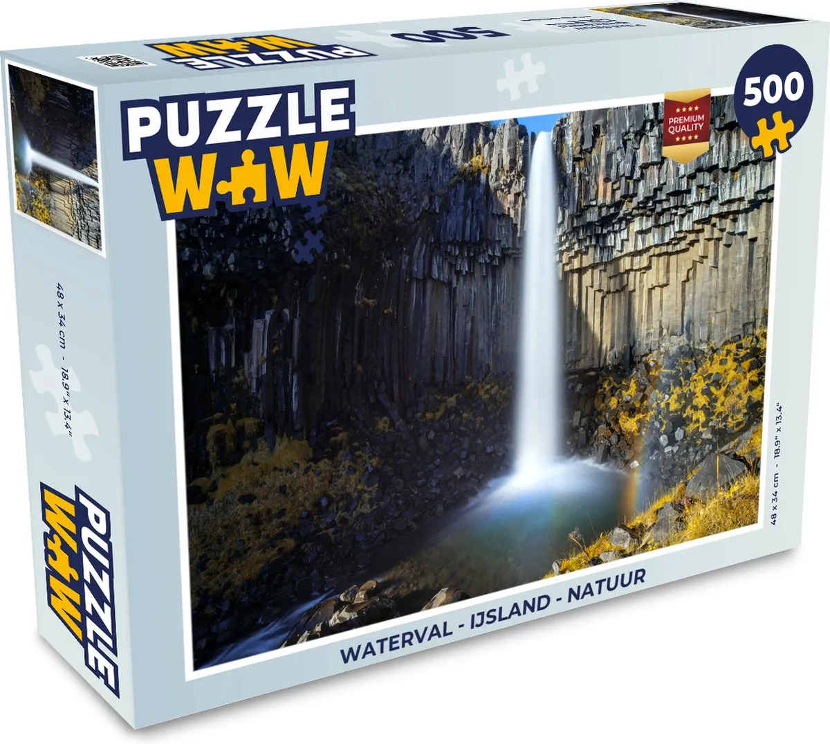 PuzzleWow Waterval IJsland Legpuzzel 500 Stuks - Multicolor