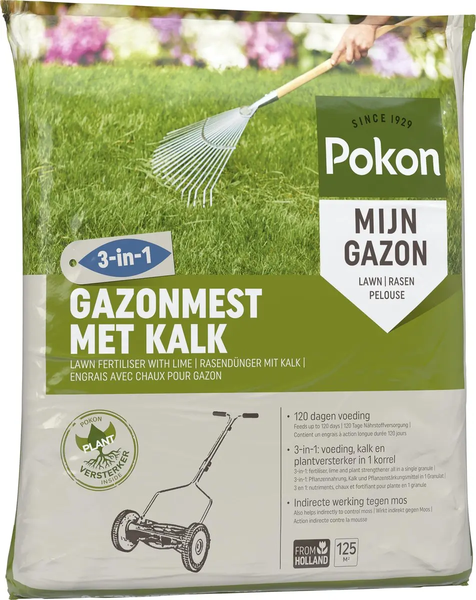 Pokon Gazonmest met Kalk 8,4kg - 125m² - 120 dagen - afbeelding 2 van 6