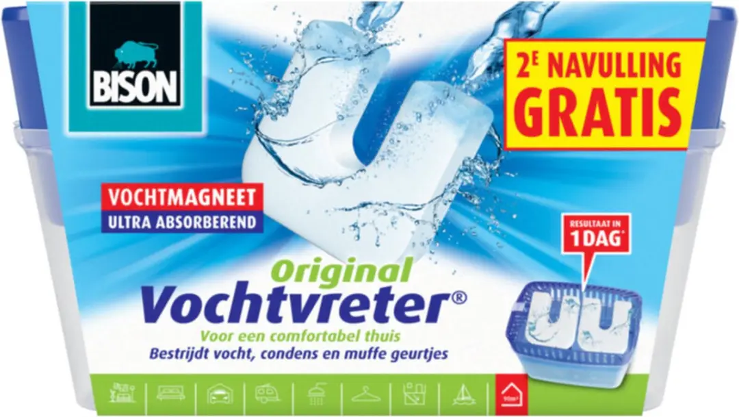 Bison Vochtvreter Neutraal 900g - 2 Navulmagneten - afbeelding 5 van 6