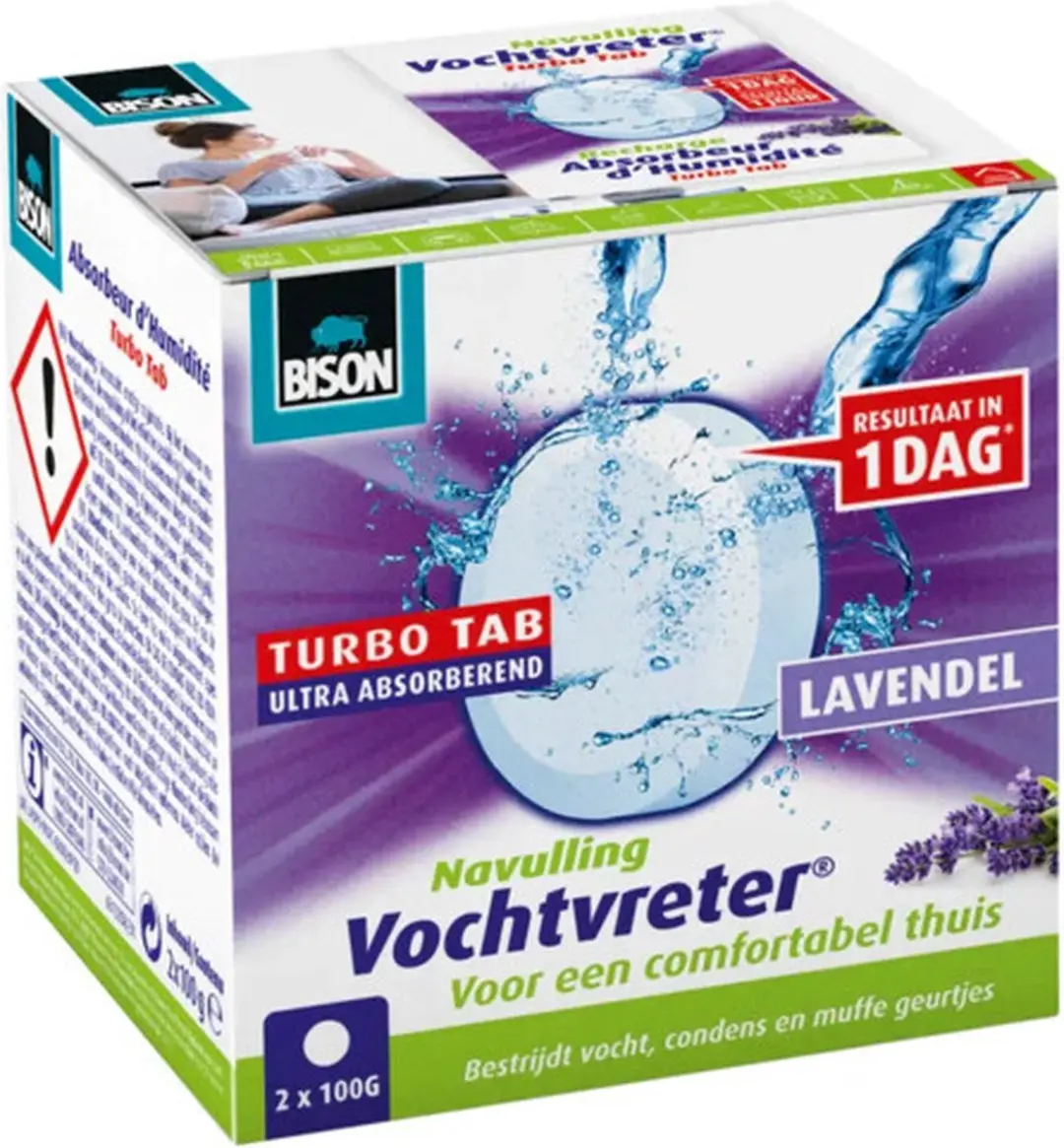 Bison Vochtvreter Navultablet 2x100g Lavendel - afbeelding 2 van 4
