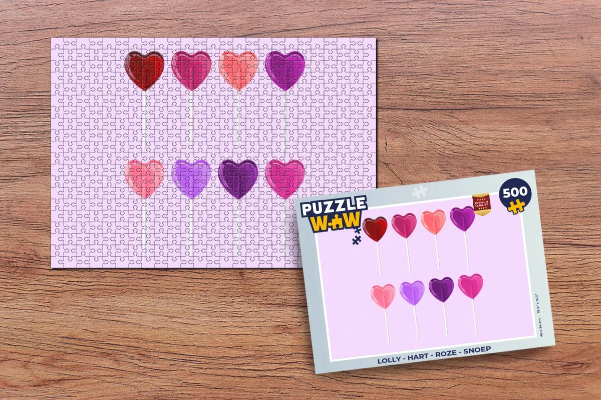 PuzzleWow Lolly Hart Legpuzzel 500 Stuks - Roze