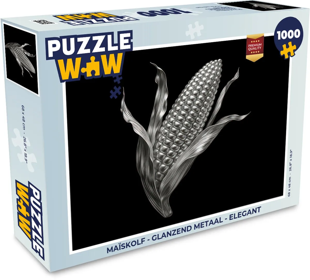 PuzzleWow Maïskolf Legpuzzel 1000 Stuks - Glanzend Metaal