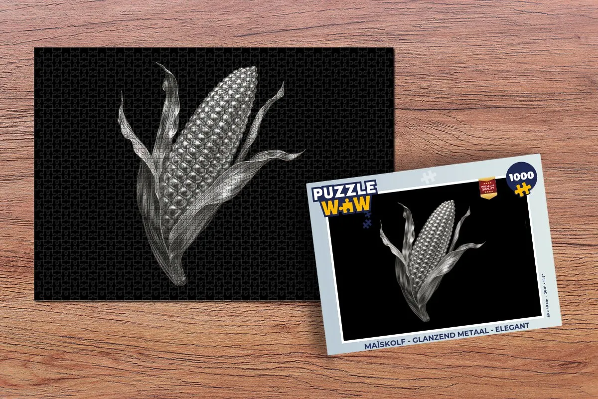 PuzzleWow Maïskolf Legpuzzel 1000 Stuks - Glanzend Metaal