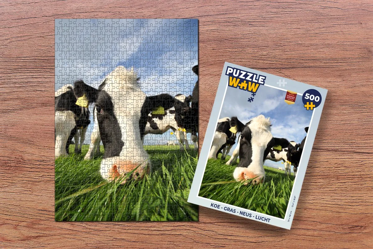 PuzzleWow Koe Gras Neus Lucht Legpuzzel 500 Stuks - Multicolor
