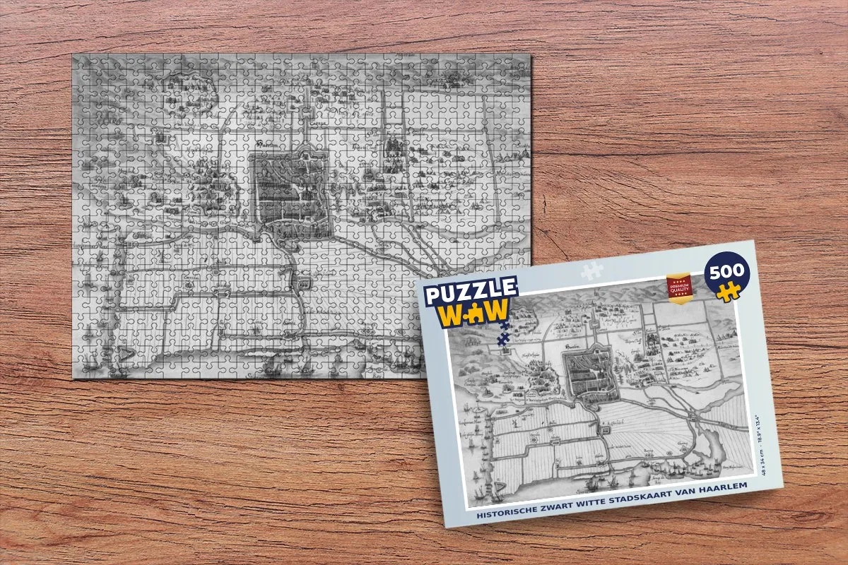 PuzzleWow Haarlem Historische Stadskaart Legpuzzel 500 Stuks - Multicolor