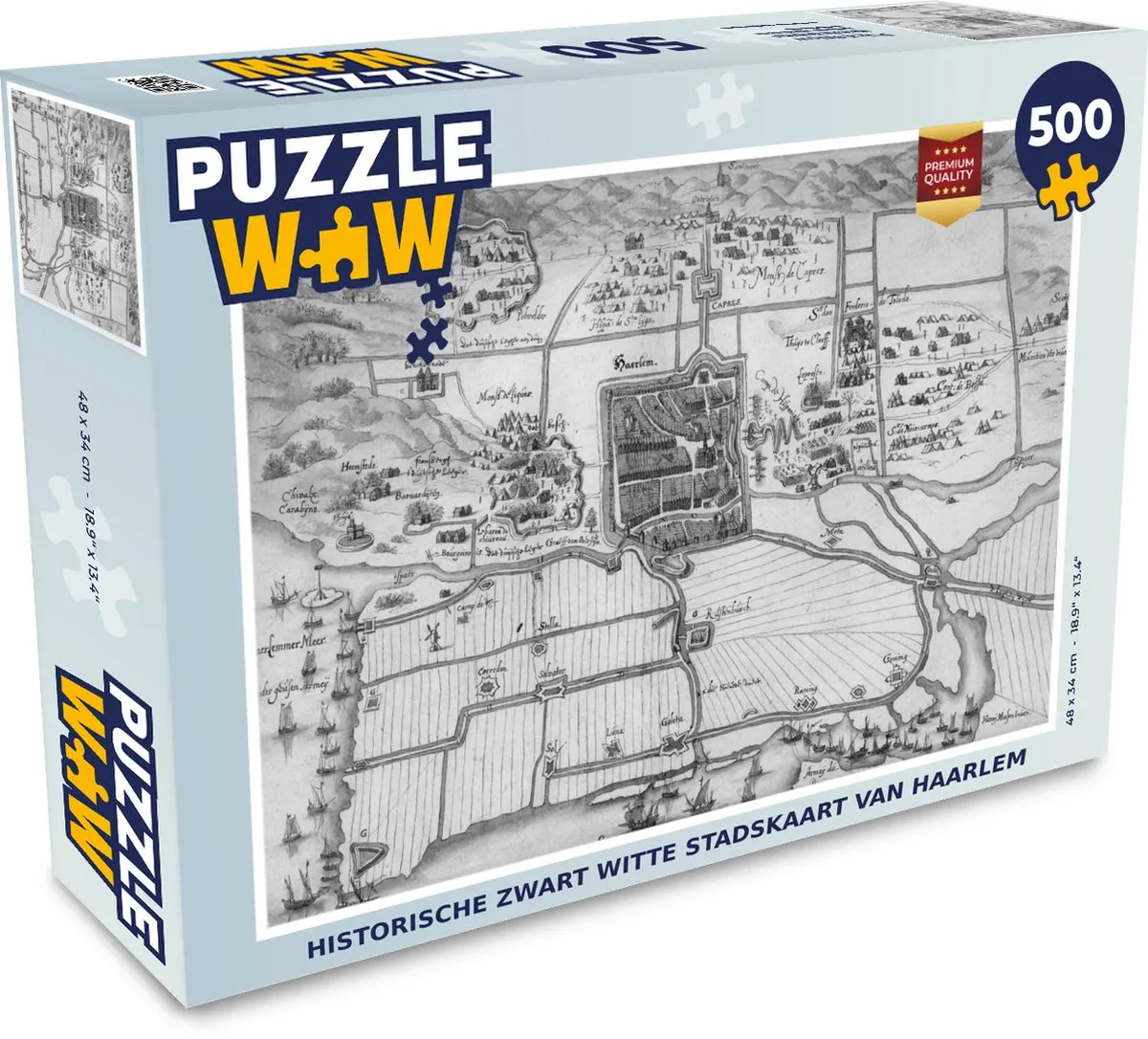 PuzzleWow Haarlem Historische Stadskaart Legpuzzel 500 Stuks