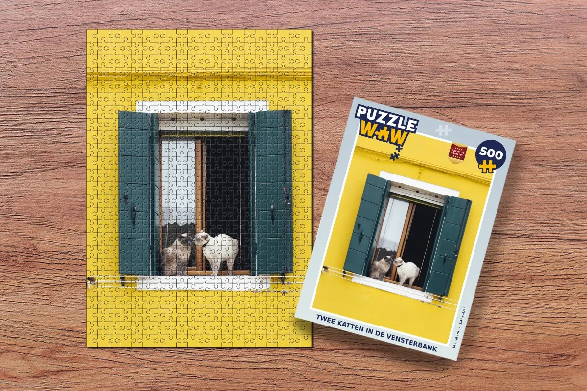 PuzzleWow Kat Vensterbank Legpuzzel 500 Stuks - Multicolor