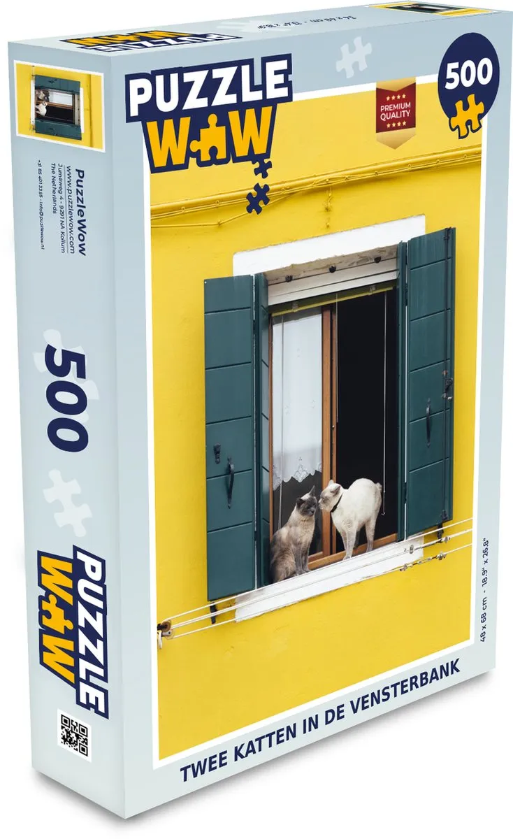 PuzzleWow Kat Vensterbank Legpuzzel 500 Stuks