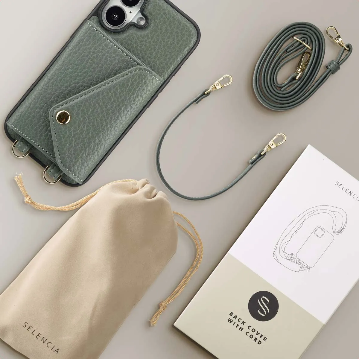 Selencia Koordhoes iPhone 16 Sage Green - 3 Pasjes - afbeelding 6 van 6