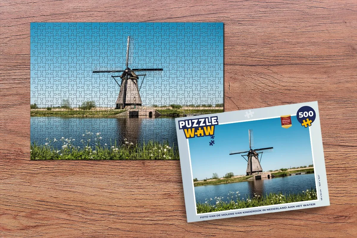 PuzzleWow Molen Bloemen Water Nederland Legpuzzel 500 Stuks