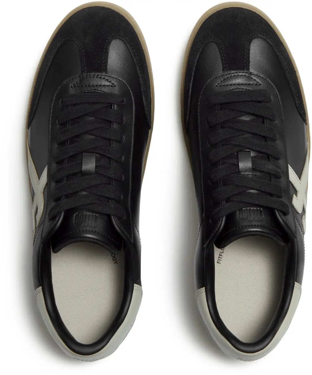 FitFlop FitFlop The Dash Mens T-Toe Leather Sneakers ZWART