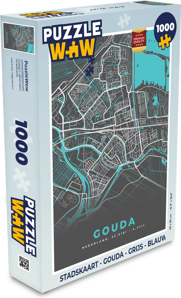 PuzzleWow Stadskaart Gouda Legpuzzel 1000 Stuks