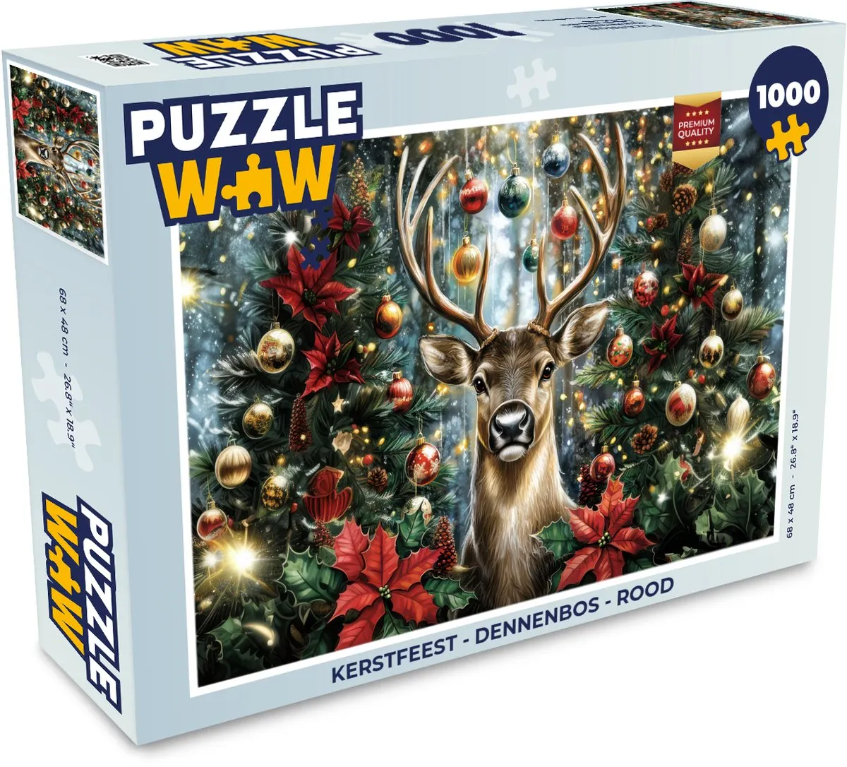 PuzzleWow Kerstfeest Dennenbos Puzzle 1000 Stuks - Rood