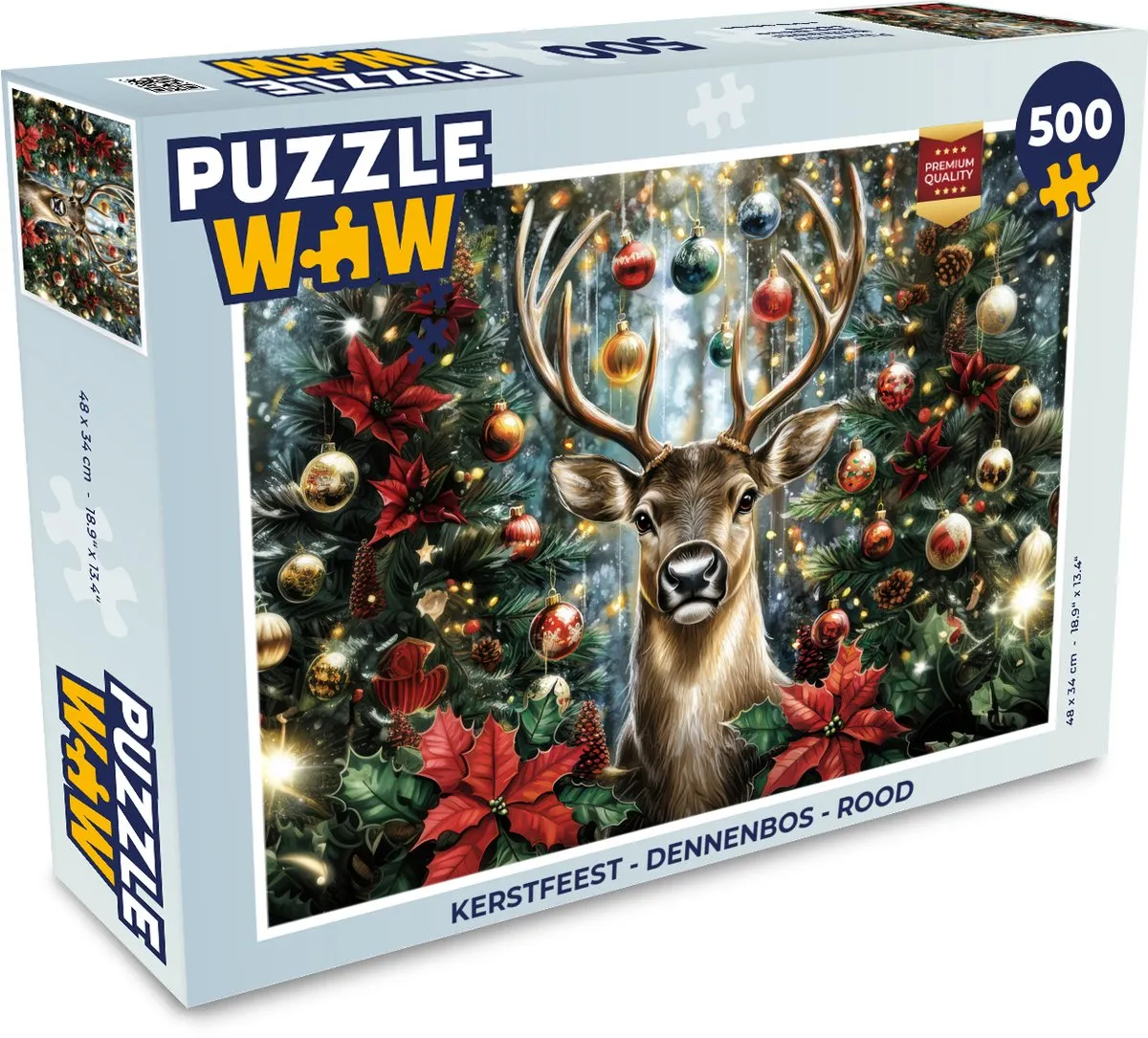 PuzzleWow Kerstfeest Dennenbos Puzzle 1000 Stuks - Rood